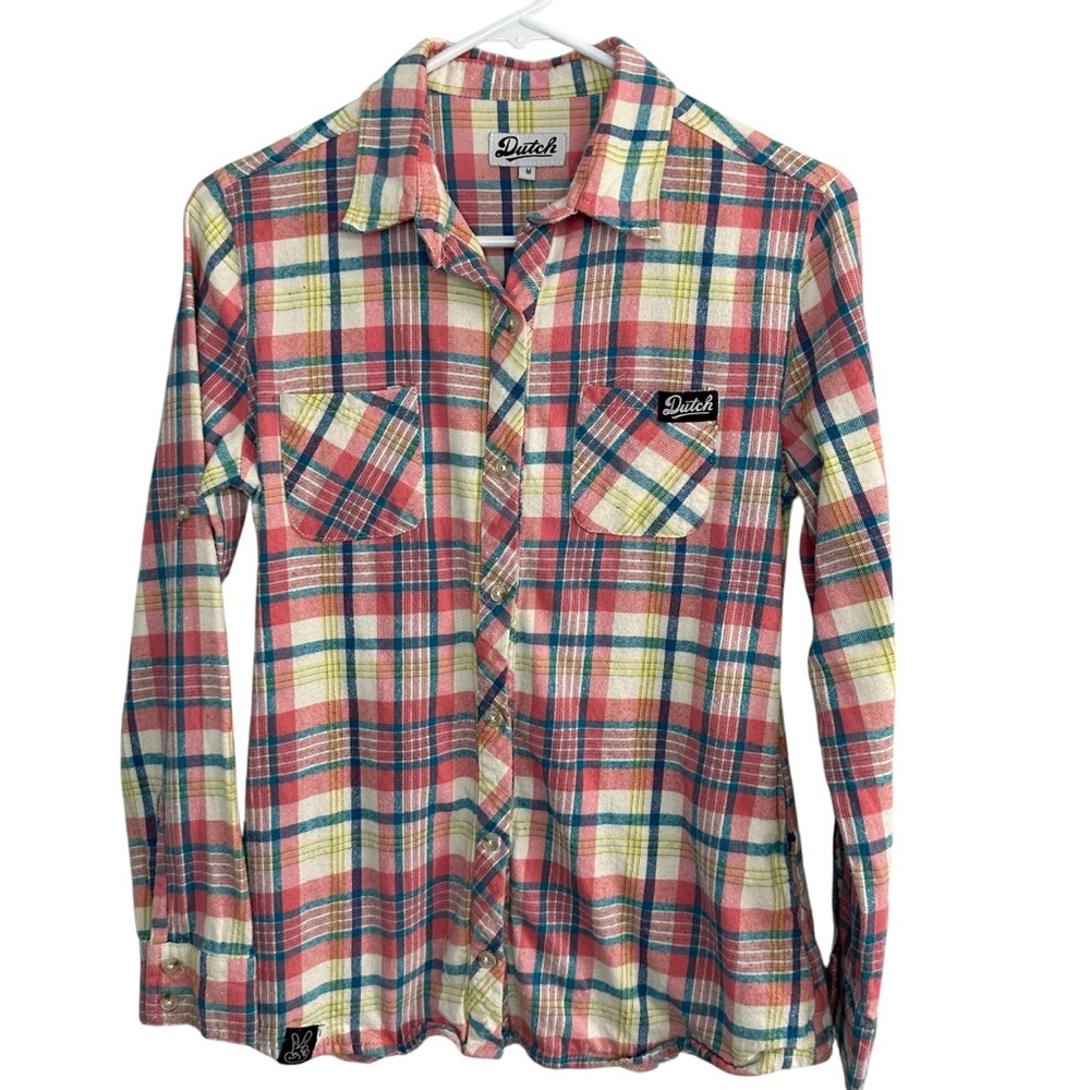 Dutch Bros Women’s MEDIUM Flannel Button Down CUTE DB 1992